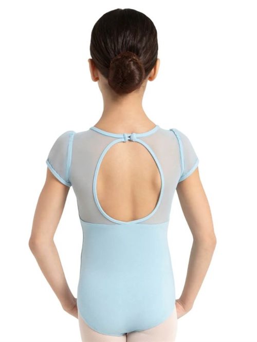 Lyseblå gymnastikdragt m. chiffon ærme Capezio