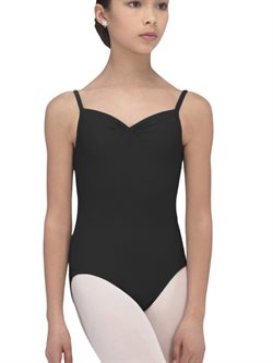 Sort gymnastikdragt med rynk til børn