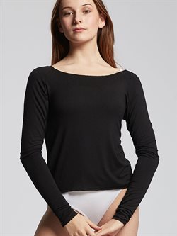 Sort bambus viscose bluse til yoga og Pilates