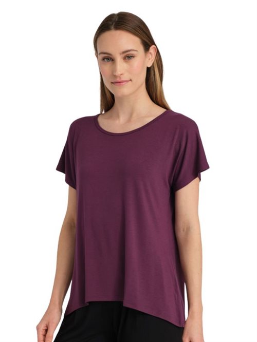 Blommefarvet bambus viscose t-shirt til yoga og Pilates